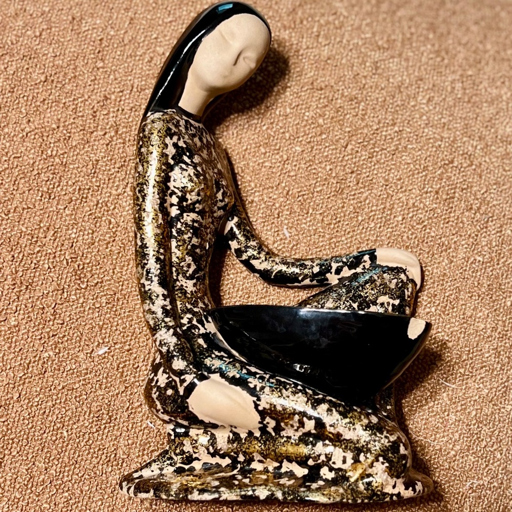 Hedi Schoop MCM Sculpture Metallic Gold and Black Pottery